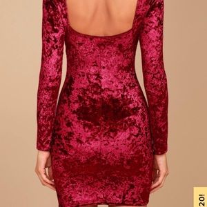 Red crushed velvet dress